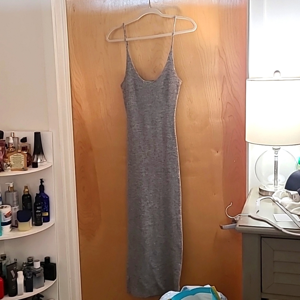 Gray Ribbed Dress